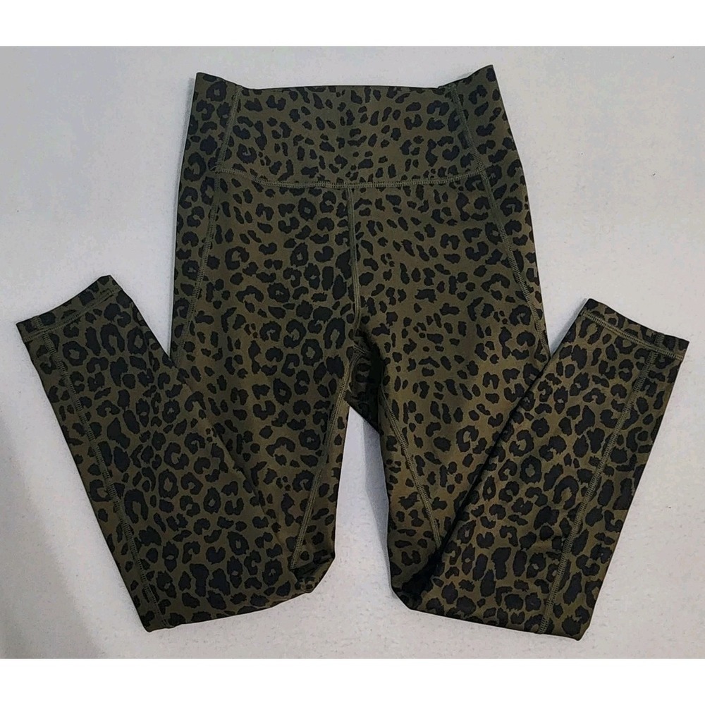 GAPFit Small Leggings Womens Compression Animal print Elastic Waist Brown Black